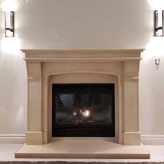 Claridge Egyptian Beige Marble Fireplace Mantel - 66"