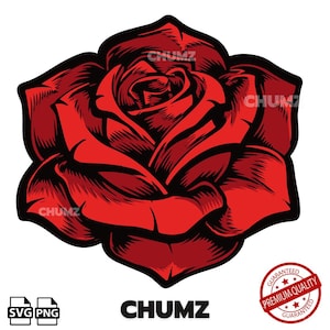Red rose SVG cut file, Cricut cut file, PNG high resolution rose