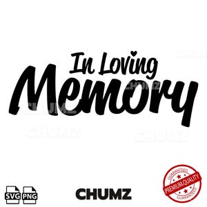 Puede incluir: Diseño gráfico en blanco y negro con el texto "In Loving Memory".