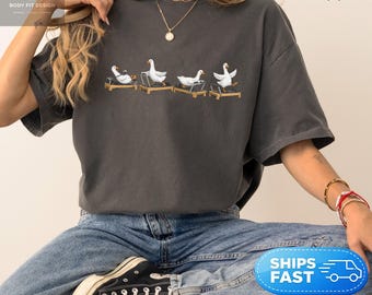 Comfort Colors® Goose Pilates Tee, Funny Reformer Workout Design, Pilates Instructor Gift, Cute Fitness Humor, Minimalist Apparel