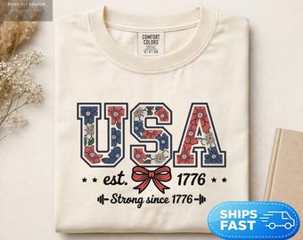Comfort Colors® USA Strong Since 1776 Shirt, Patriotic Gym Tee, Fitness Motivation Shirt, Workout Independence Day, Fourth of July Gift