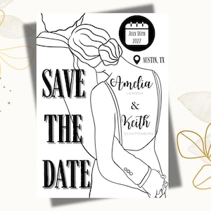 Save the date, simple save the date, wedding save the date, black and white wedding, digital download, instant download, wedding