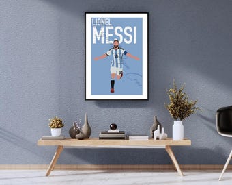 Lionel Messi Minimalist Digital Print | Football Wall Art | Sports Fan Gift | Gaming Room Decor | A3 & Smaller | Instant Download