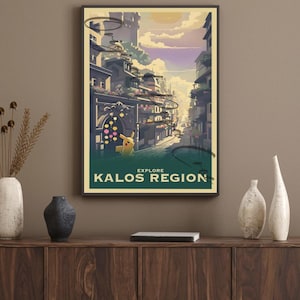 Pikachus Abenteuer – Pokémon Reisekunst | Digitaler Download | 1 von 10 Regionen Poster Print - Erkunden Sie die Kalos Region