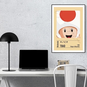 Minimalist Toad Digital Download | Retro Gaming Wall Art | Super Mario Bros. Inspired Poster Fan Art
