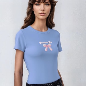 Cinnamon Girl Pink Bow Tee, Cute Gifts for Her, Everyday Casual, Trendy Designs