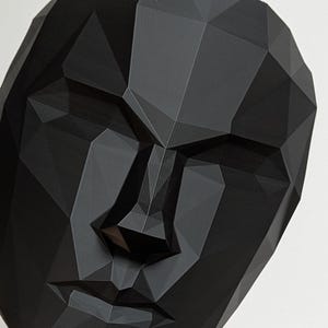 Minimalist black face mask, Decorative Handheld Mask, 3D Printed Mask for Halloween & Event, Black costume mask, Board game party accessory