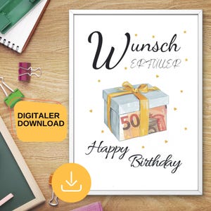 Geldgeschenk Geburtstag - Kreative Verpackung für Geburtstagskarte, Wunscherfüller Idee für Mann, Frau & Freundin, Last Minute Geschenk