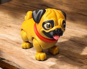 3D-geprinte Wiggle Mopshond – Schattig fidgetspeeltje en bureaumaatje