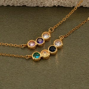 Birthstone Necklace, Multiple Birthstone Necklace, Gold Gemstone Necklace, Personalized Gift, Gift for Friend, Birthday Gift, Memorial Gift