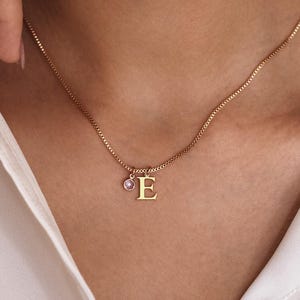 Personalisierte Anfang Birthstone Halskette, Buchstabe Halskette, Birthstone Halskette, Benutzerdefinierte Halskette, tägliche Halskette, Frauen Geschenk, Brautjungfer Geschenk