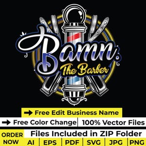 Barbershop Logo design Barber Logo template Hair salon decal png Beauty salon logo Barbershop sign board design