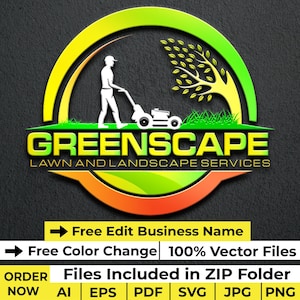 Landscape Lawn Care Lawn Mower Logo Design Landscaping Logo Maintenance Logo Zero Turn Mower Logo Grass Cutting Logo Design Garden Logo