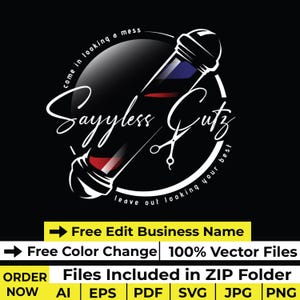 Barbershop Logo design Barber Logo template Hair salon decal png Beauty salon logo Barbershop sign board design