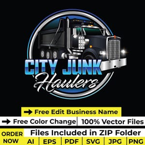 Custom logo design  Junk Removal logo Pull Dump Bumper Dumpster Trailer Rental Trash Hauling Company Png Logo Design Vector Template