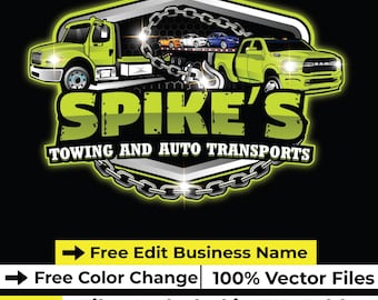 Towing Company Logo Design: Customizable Vector Template