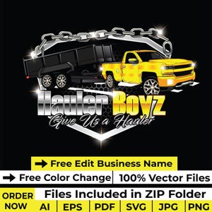Junk Removal logo Pull Dump Bumper Dumpster Trailer Rental Trash Hauling Company Svg Png Logo Design Vector Template for Your Business