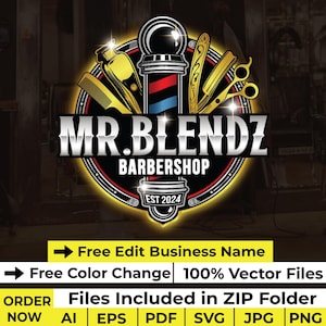 Barbershop Logo design Barber Logo template Hair salon decal png Beauty salon logo Barbershop signboard design