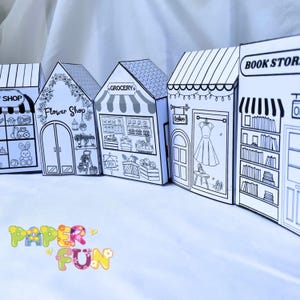 Printable Shop Paper Printable Paper Shop Houses: DIY Coloring Craft Activity (PDF) - Etsy ...