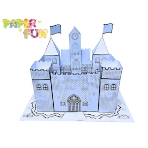 Printable Princess Castle Paper Craft Kit: Kids Coloring Pages (PDF Downloadable Template A4 Size)