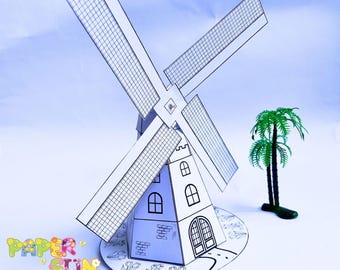 DIY Paper Windmill Template: Printable Dutch Craft (PDF Download)