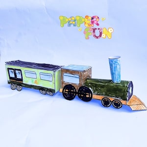 印刷可能な紙製の電車工作：子供向けの塗り絵アクティビティ（PDF）