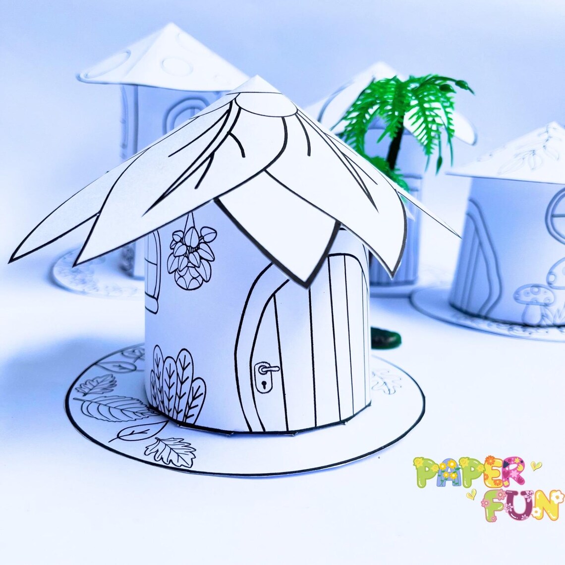 Fairy Houses Paper Dollhouse: DIY Coloring Pages (PDF Printable) - Etsy