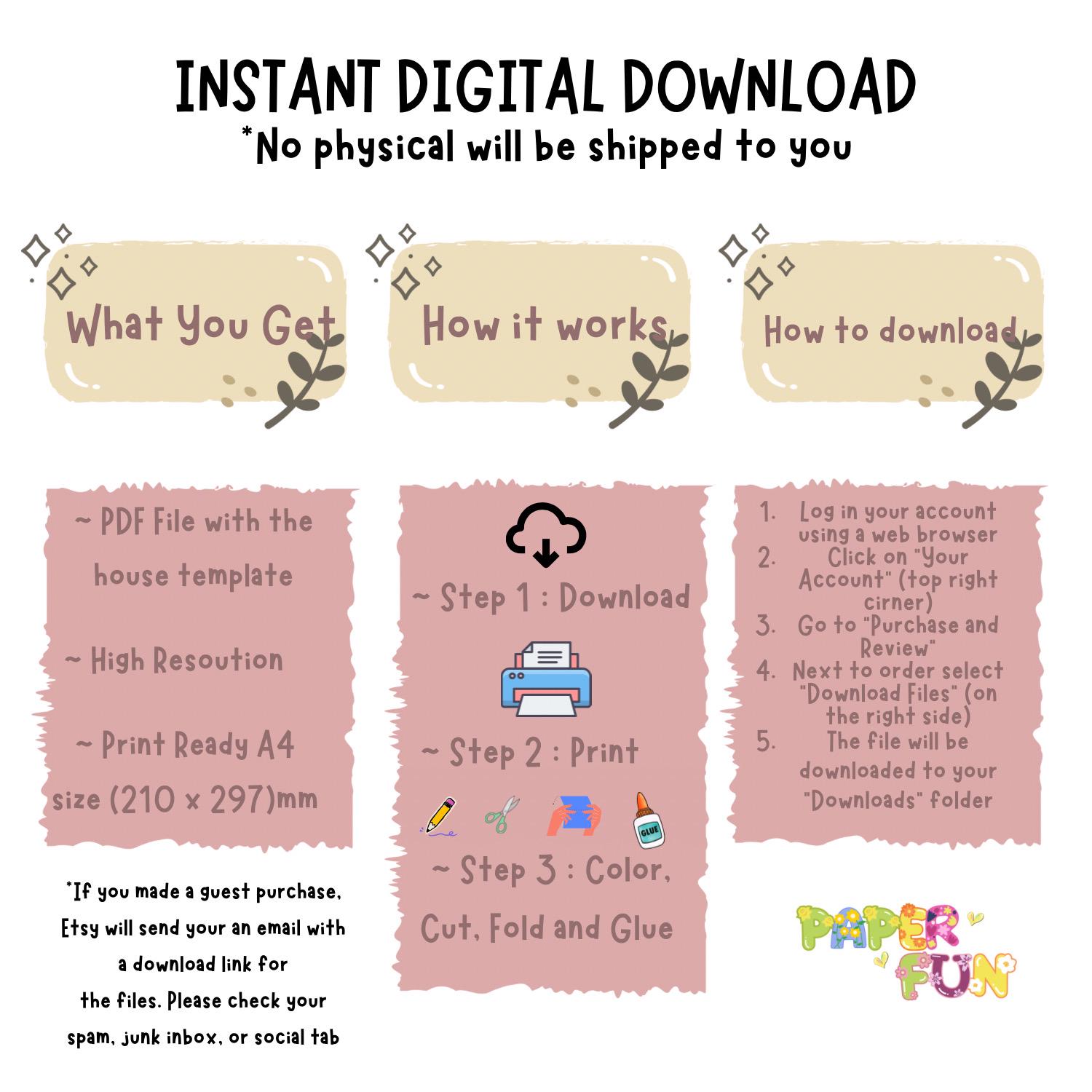 Printable Paper House Template: DIY Coloring Craft Activity (PDF) - Etsy