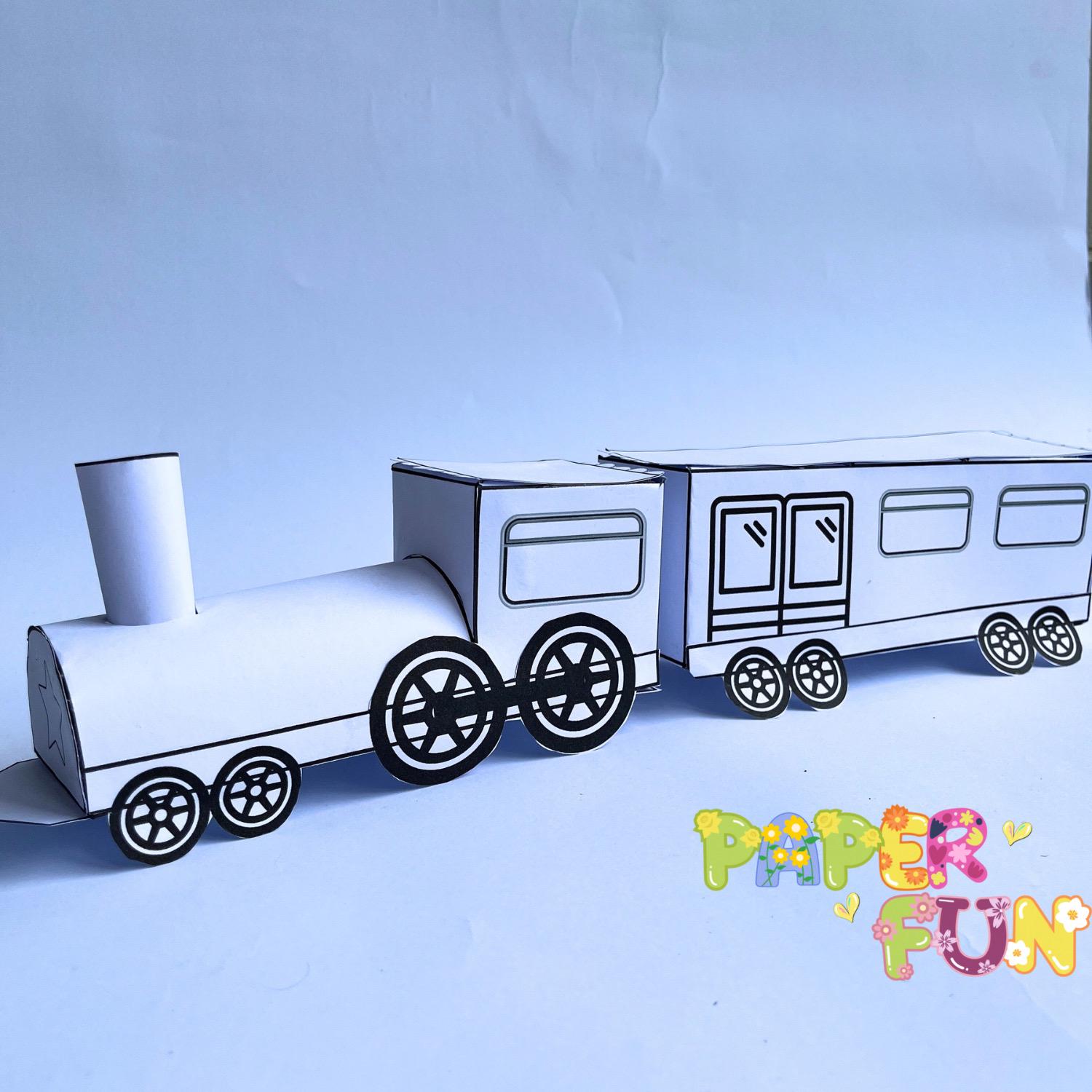 Printable Paper Train Craft: Coloring Activity for Kids (PDF) - Etsy