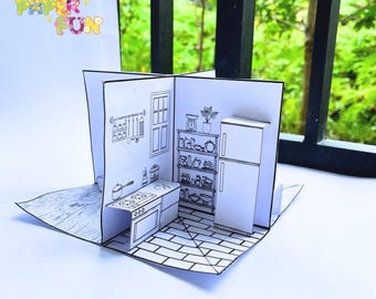 3D Pop Up Dollhouse Book: Printable Paper Craft for Kids (PDF)