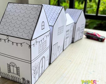 Printable Paper House Template: DIY Coloring Craft (PDF Download)