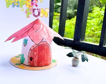 Printable Fairy Houses | 3D Paper Craft for Kids | Pink Fairy House Templates | DIY Fairy House | Digital PDF Download