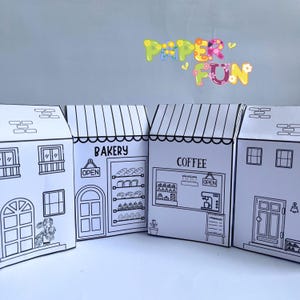 Modello di casa di carta stampabile / Modello di artigianato da colorare stampabile fai da te / Modello di casa giocattolo stampabile / Modello di casa di carta fai da te / Attività artigianale per bambini