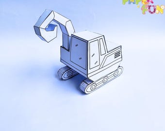 Printable Paper Excavator Toy: Kids Craft Activity (PDF Template)
