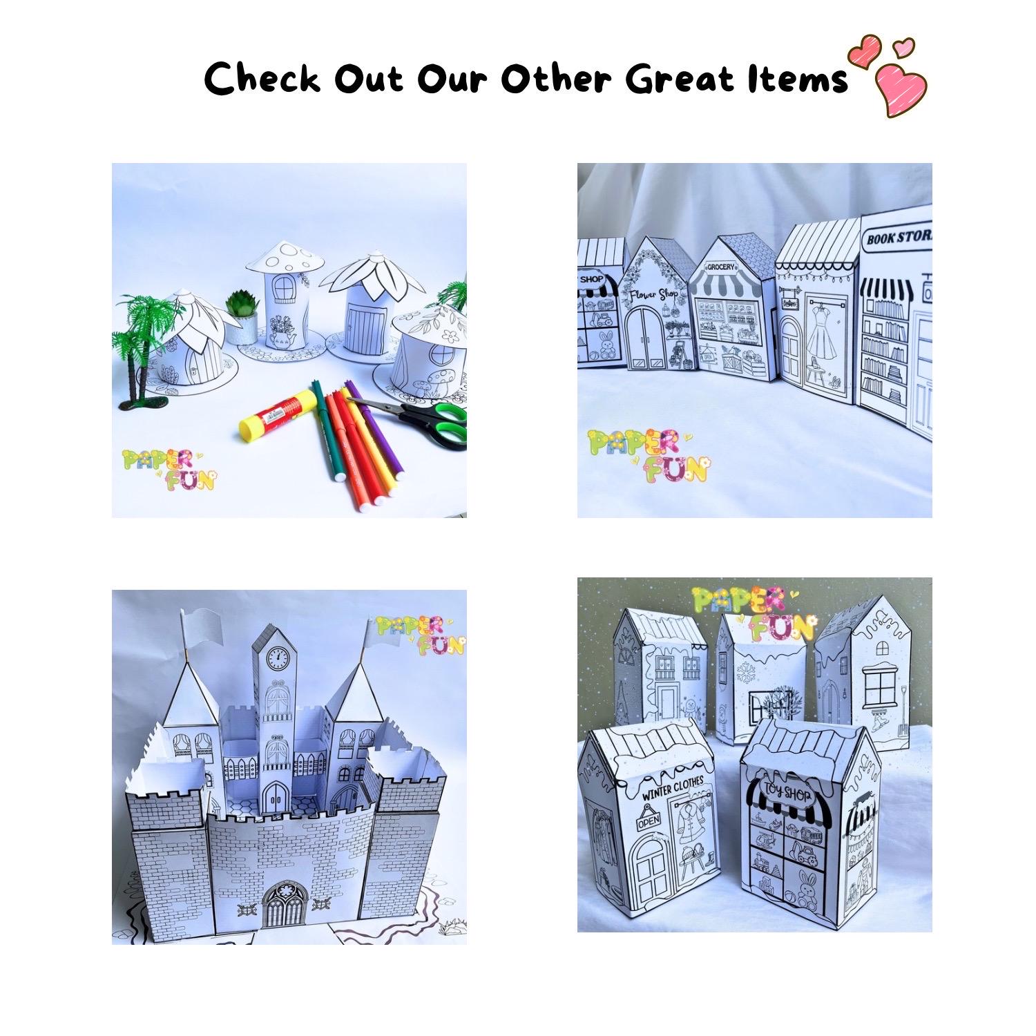Printable Paper House Template: DIY Coloring Craft Activity (PDF) - Etsy