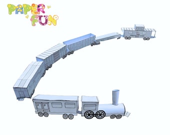Paper Train Set: 7 Cars Coloring PDF
