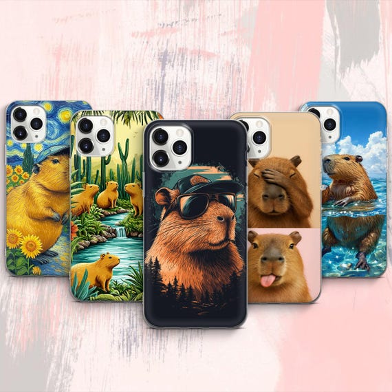 Capybara Phone Case Friendly Pets iPhone 17 ProMax 16 E 15 Pro 14 13 Mini  12 11 X Cases, Pixel 10 ProXL 9 Pro 8 7 Cases