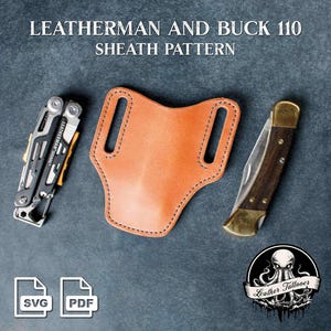 Patrón de funda para Leatherman y Buck 110, imprimible y compatible con láser, archivo PDF y SVG numérico