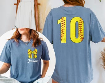 Personalisierte Softball-Shirts, benutzerdefinierte Softball Mom Dad Shirt, Geschenk für ihn sie, Softball-Liebhaber, Softball-Fans Geschenke, Softball Familien-T-Shirt