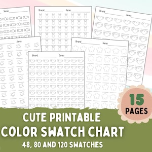 Printable Coloring Swatch Chart, Alcohol Marker Color Sheet, Color Palette Swatch Sheet, Instant Download, Swatch template marker 80 120 48