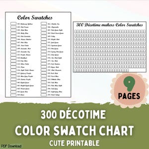 300 Décotime makers Bundle - Swatch Card, Color swatch chart, Printable color swatchs, Marker printable color charts, printable color chart