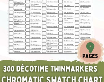Kleurenkaart van Décotime Markers: 300 kleuren, afdrukbaar (PDF & PNG)