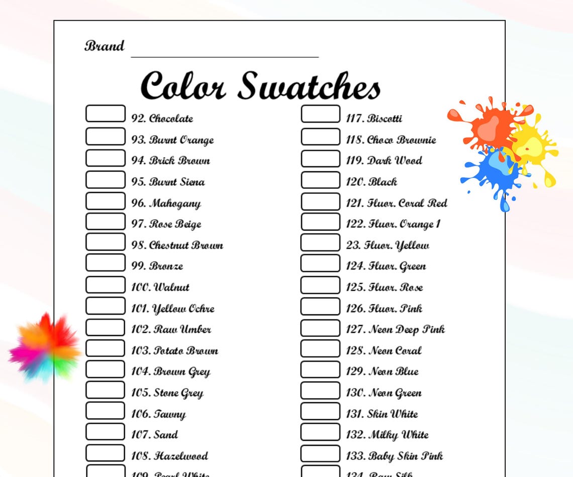 Décotime Marker Color Swatch Chart: 300 Colors (printable PDF) - Etsy