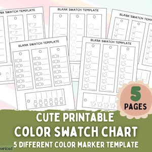 Digital PDF Blank Swatch Template, DIY Printable Color Palette Swatch, Marker Swatch Template for Artists, Printable Swatch Palette