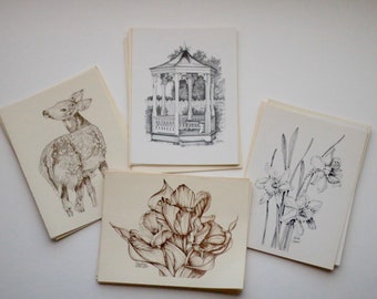 vintage / blank notecards by nadine harper