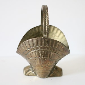 vintage / solid brass shell basket