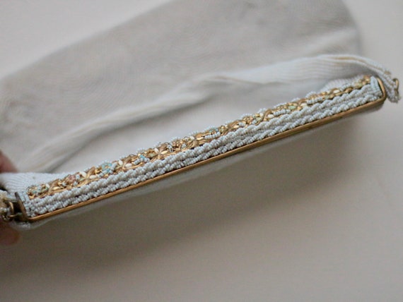 vintage / white beaded clutch purse - image 7