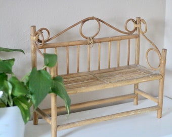 vintage / bamboo + bentwood miniature bench