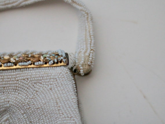 vintage / white beaded clutch purse - image 6