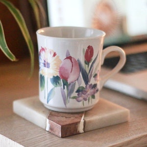vintage / china pearl stoneware tea cup / floral design